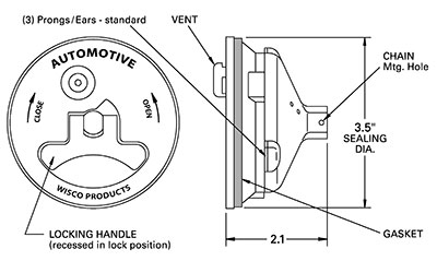 Flush Mount Series Filler Cap dimensions diagram