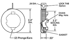 Wisco 300 Series Filler Cap dimensions