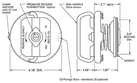 Wisco Products 400 Series Filler Cap dimensions