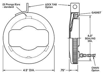 Wisco Products 600 Series Filler Cap dimensions