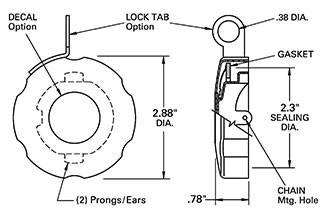 Series 700 Filler Cap dimensions diagram